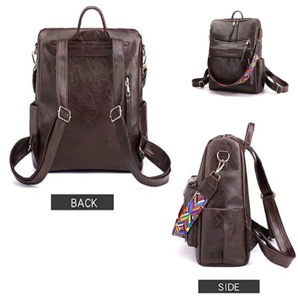 Women Backpack Purse Fashion School Bag Multipurpose Designer Handbag Ladies Satchel PU Leather Shoulder Bags