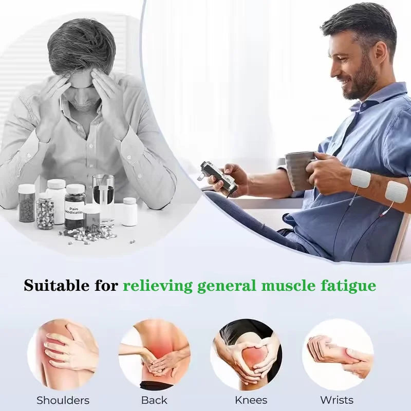 TENS EMS Rechargeable TENS Digital Device and Accessories, 20 Levels of Intensity, 48 Modes, 8 Electrode Pads, with a Carry Case