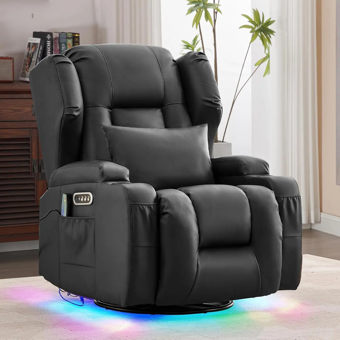 Power Swivel Rocker Recliner Chair with Massage & Heat, Dual Motor Electric Glider Rocking Recliner with USB Ports,, Customized