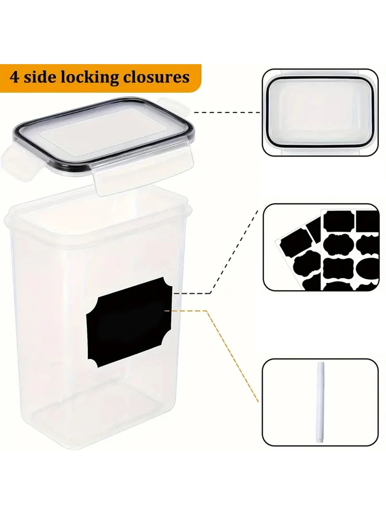 Airtight Food Storage Containers With Labels For Flour Grains Spices