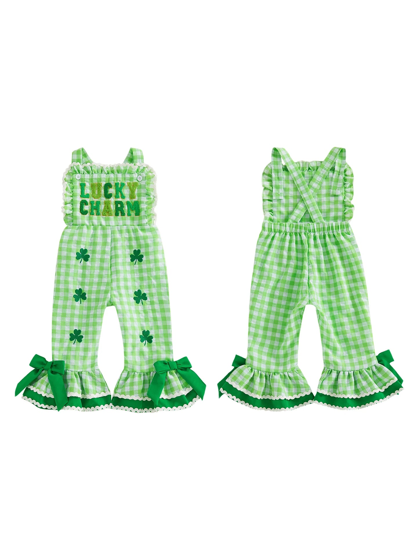 Adorable Baby Shamrock Print Sleeveless Romper