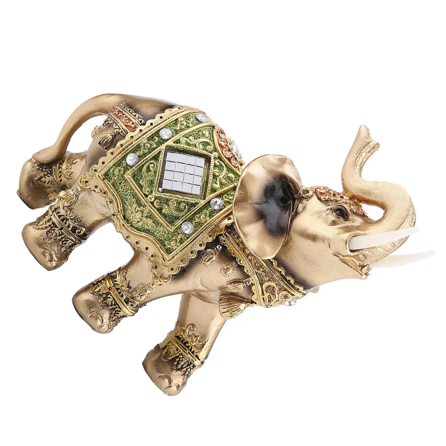 Feng Shui Green Elephant Statue Wealth Figurine Home Decoration