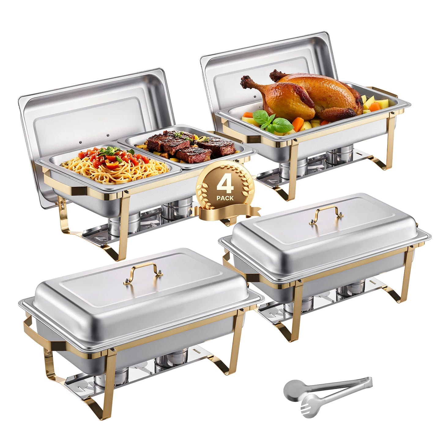 SucceBuy Stainless Steel Chafing Dish Buffet Set With Pans