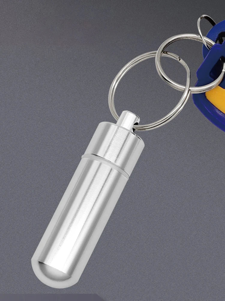 Keychain Pill Box Case Bottle Portable Waterproof Aluminum