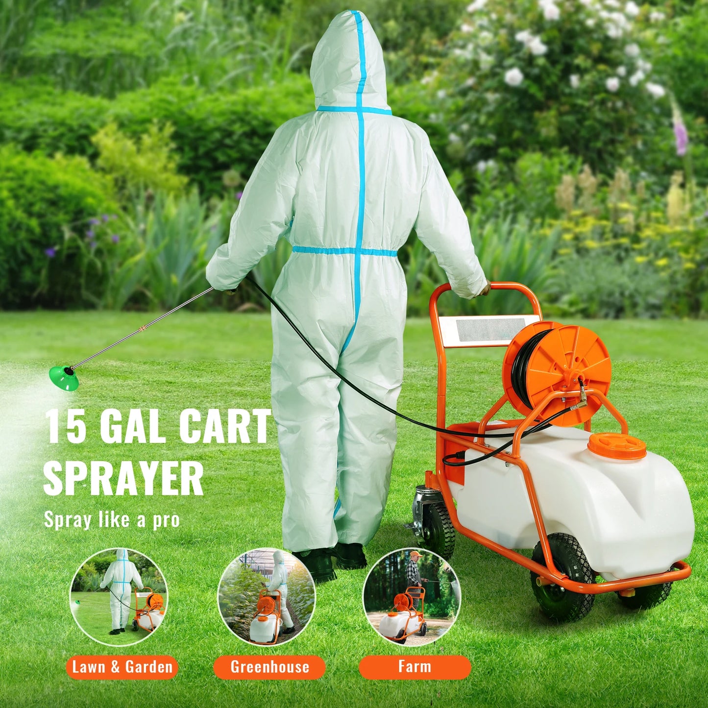 Succebuy Battery Powered Garden Weed Sprayer With Wheeled Cart