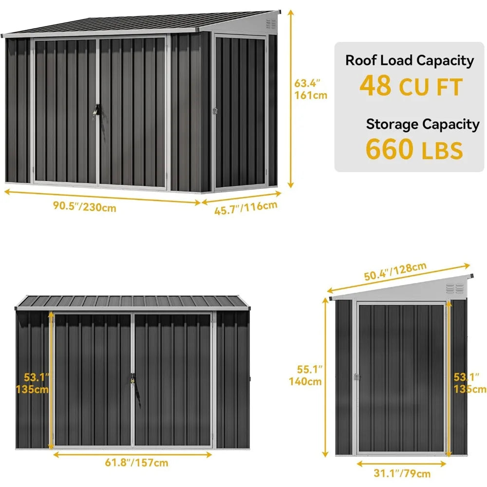 Outdoor Storage Shed, Waterproof Metal Garden Shed with Lockable Door, Storage Shed for Bike, Garbage Can, Lawnmower,Customized