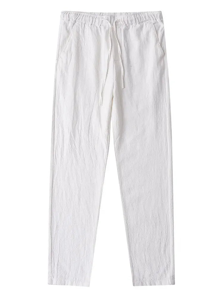 Nevettle Casual Cotton Linen Chino Pants Men Wide Leg