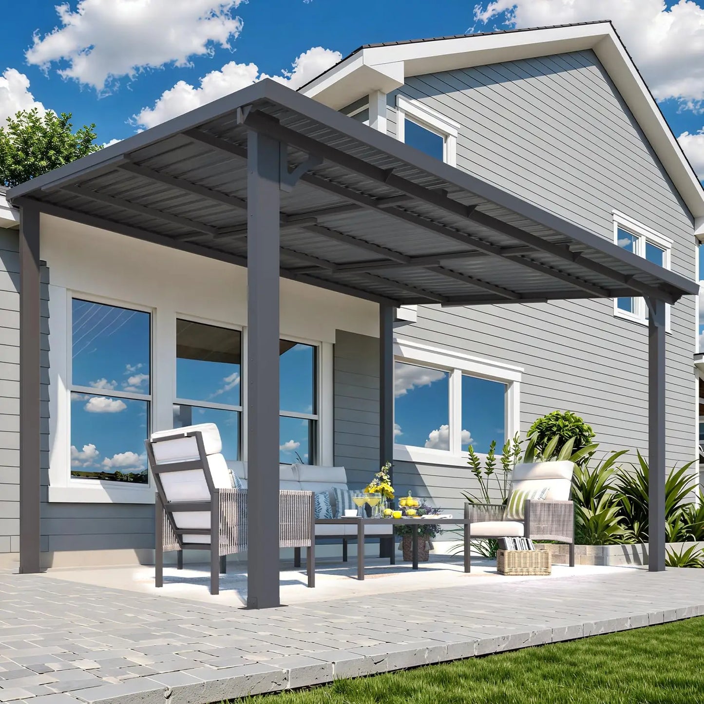 Wall Gazebo Hard Top Outdoor Patio Pergola