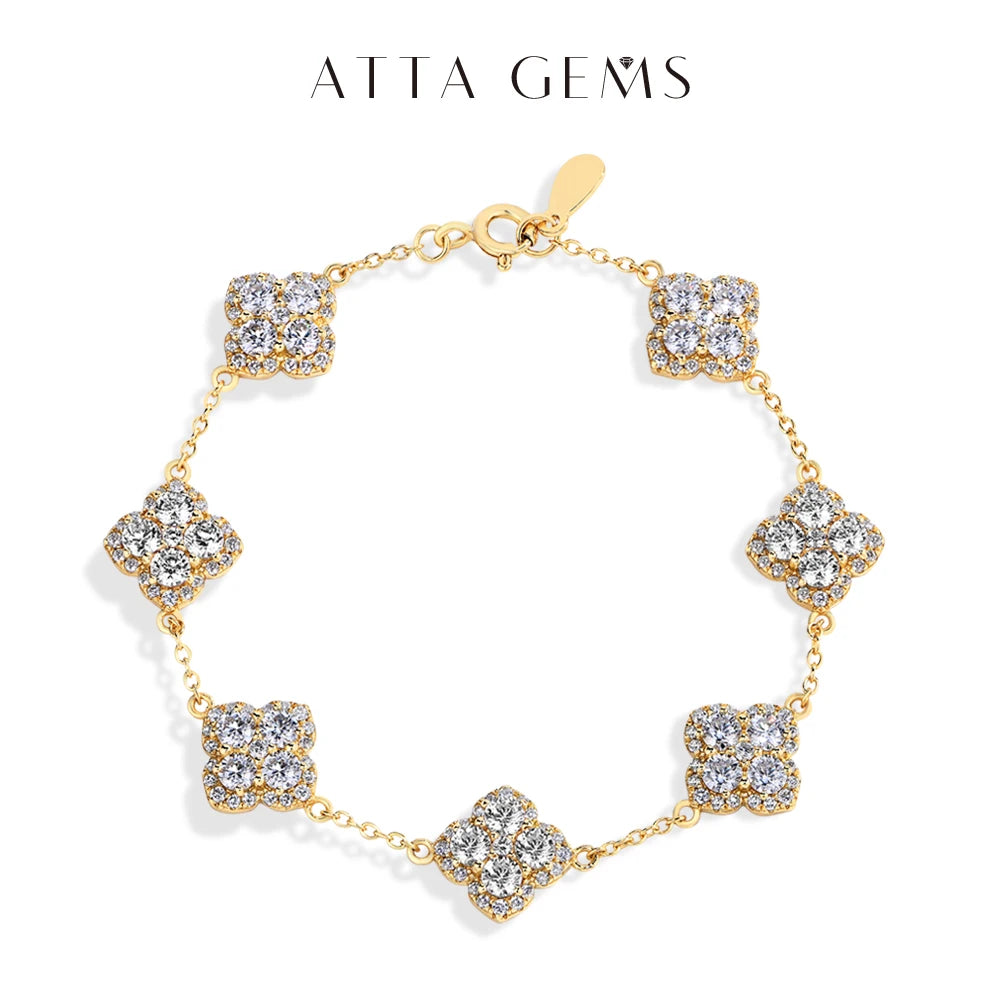 ATTAGEMSC Moissanite S925 Bracelet Yellow Gold Plated Women