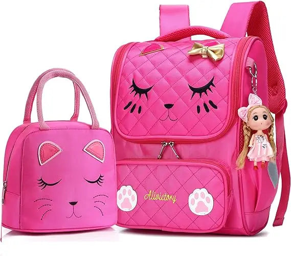 Set-2pcs with lunch bagGirls Backpacks, Waterproof Cute Backpack for Girl Preschool Bookbags Elementary School Bags