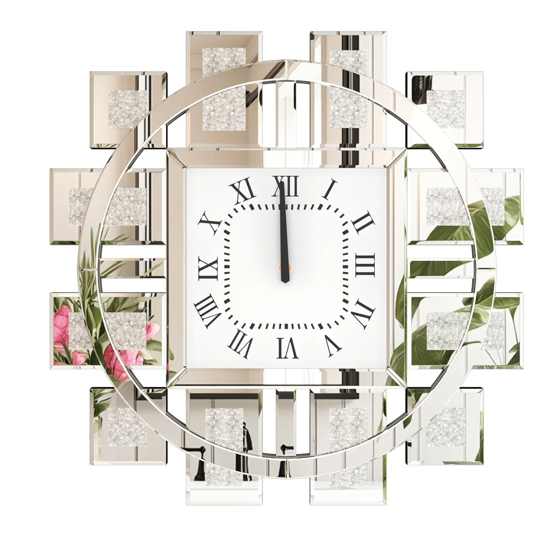 Decorative Crystal Crushed Diamond Inlay Battery Operated Wall Clock