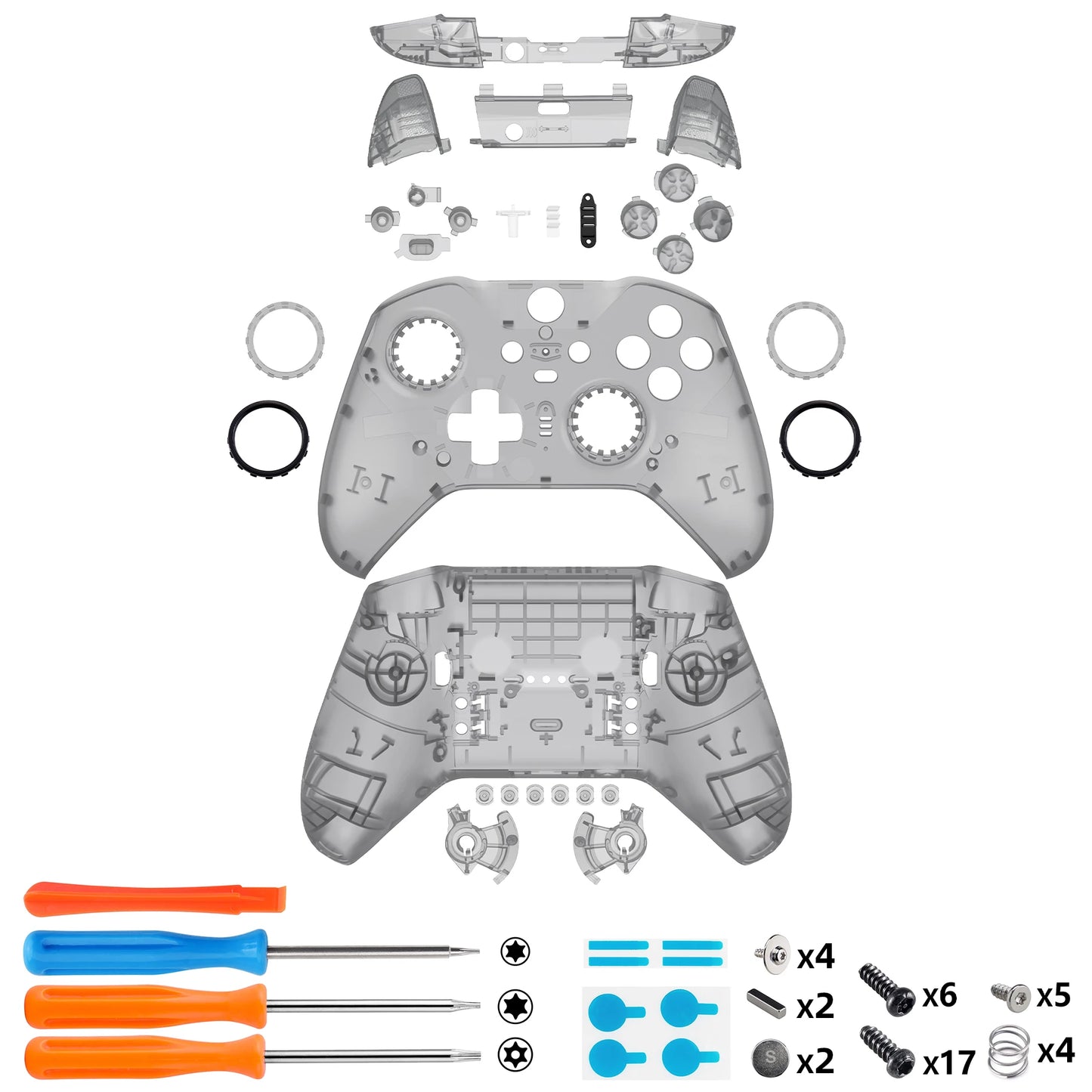 eXtremeRate Clear Shell With Buttons For Xbox Elite Series 2