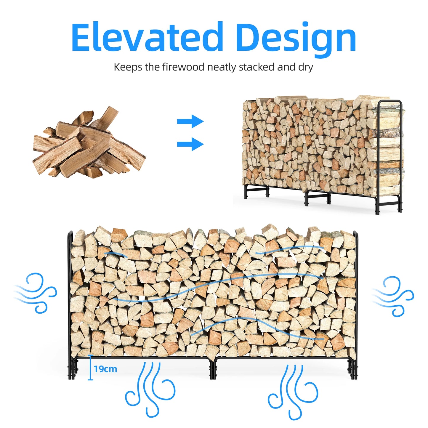 Heavy Duty Firewood Log Rack Iron Frame Storage Holder