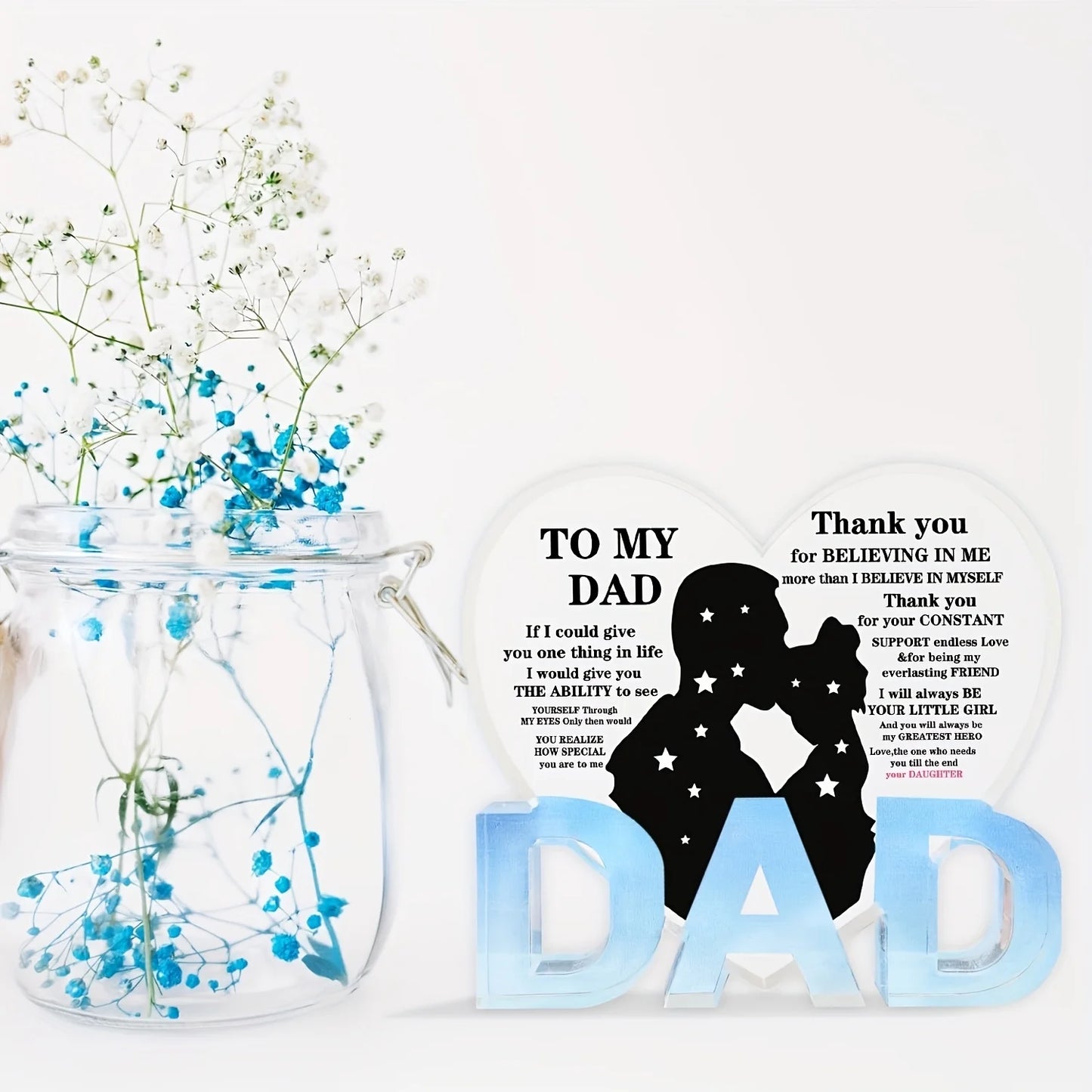 Acrylic Heart Plaque Gift For Dad From Daughter Thank You Gift