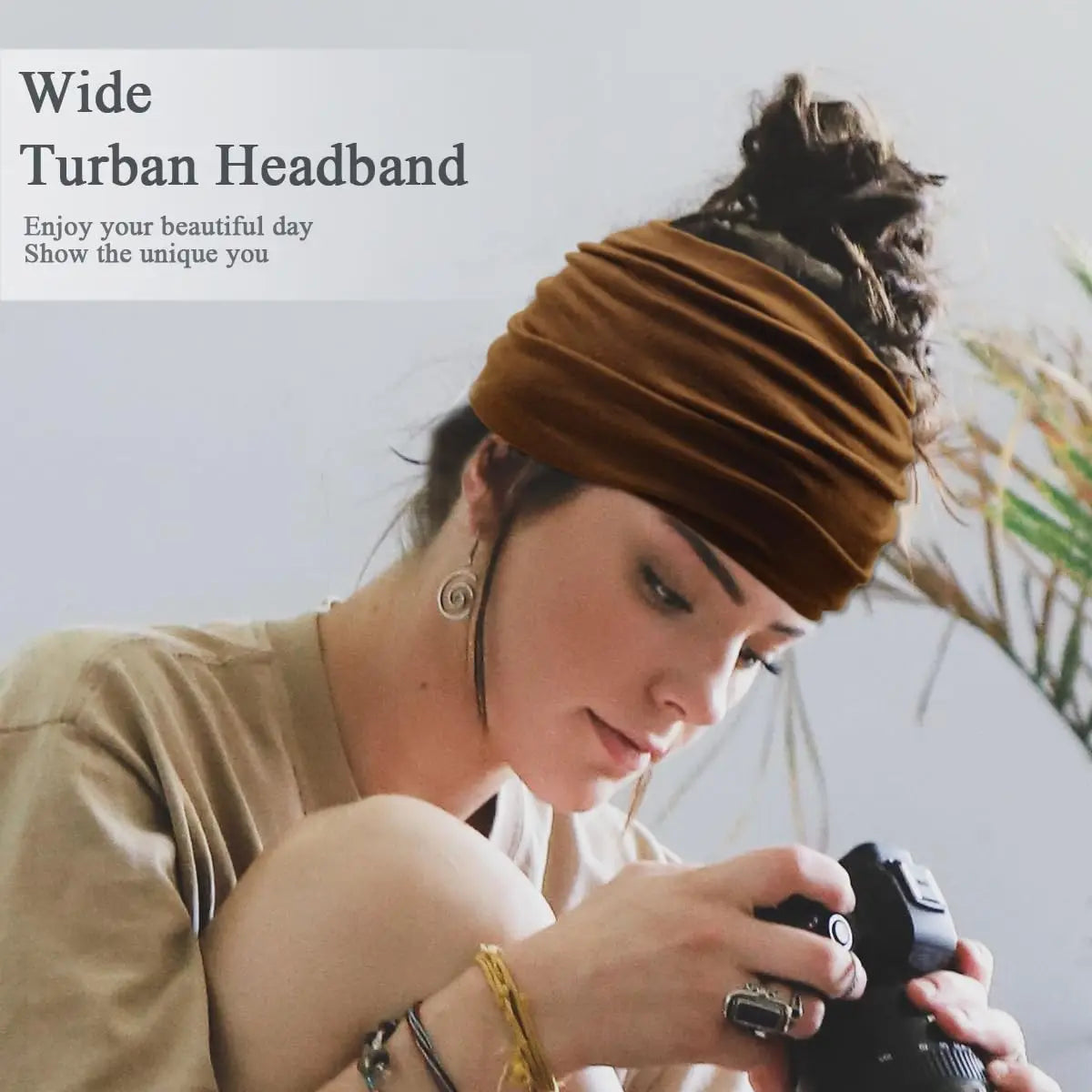Wide Boho Stretch Headbands For Women Turban Style Six Pack