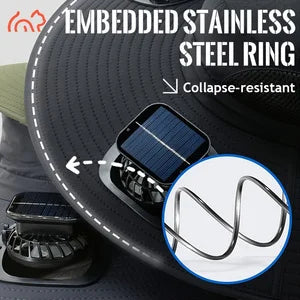 2 Fan Solar Powered Sun Hat Usb Rechargeable