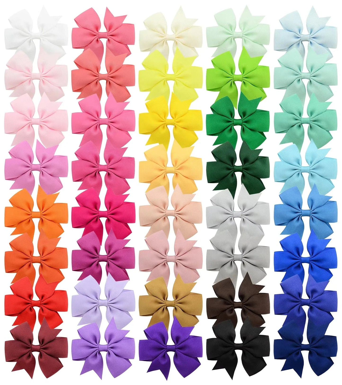 NONECN Candy Bow Hair Clips For Baby Girls Ribbon Assorted