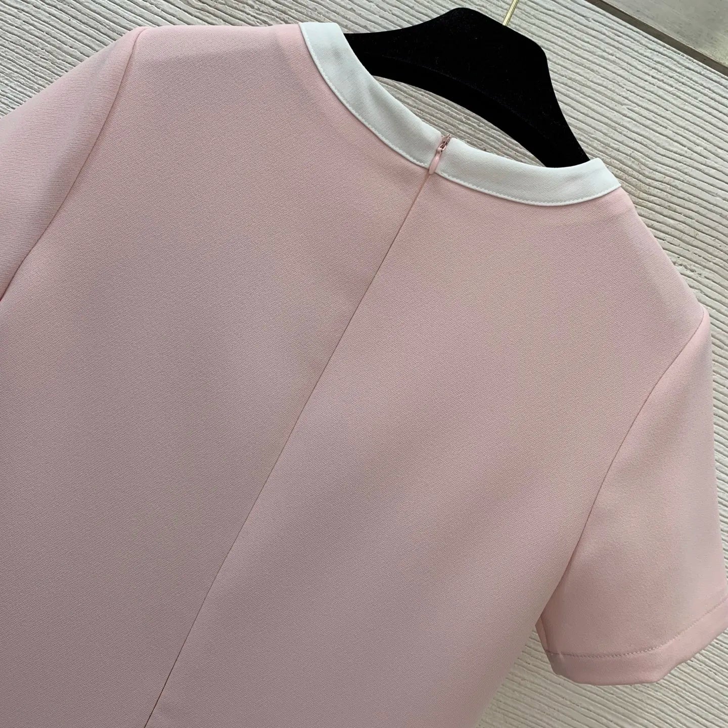 Women's new fashionable color blocking splicing metal accessories butterfly bow slim fit round neck short sleeved dress