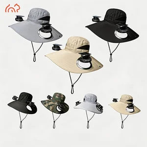 2 Fan Solar Powered Sun Hat Usb Rechargeable