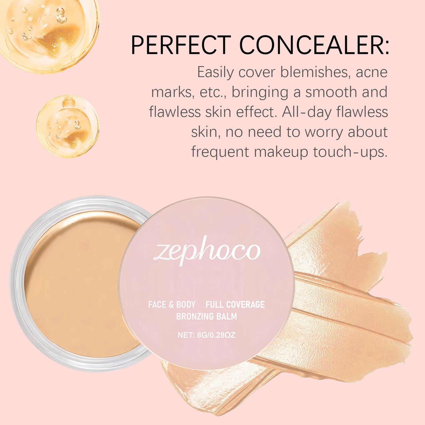 8g Face Concealer Perfect Cover Spot and Acne Scars Hydrating Oil Control Smoothing Sweatproof Non-greasy Face Concealer Balm