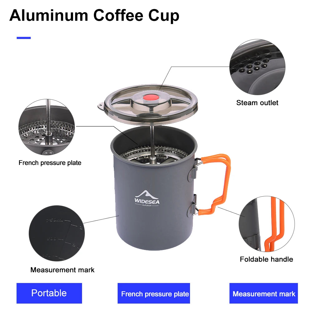 Widesea Camping Coffee Pot French Press Aluminum Alloy