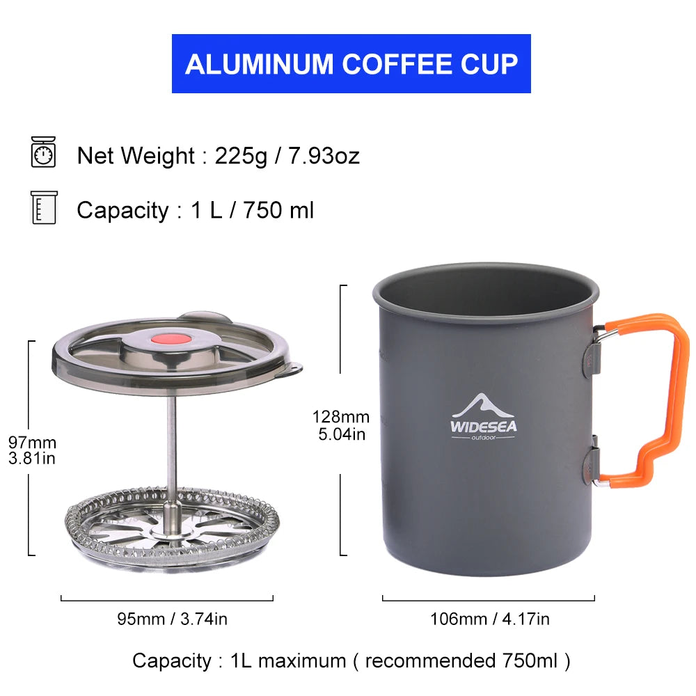 Widesea Camping Coffee Pot French Press Aluminum Alloy