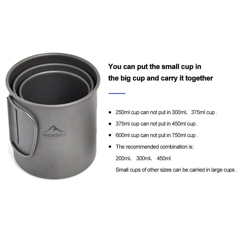Widesea Classic Titanium Camping Mug For Outdoor Travel And Hiking