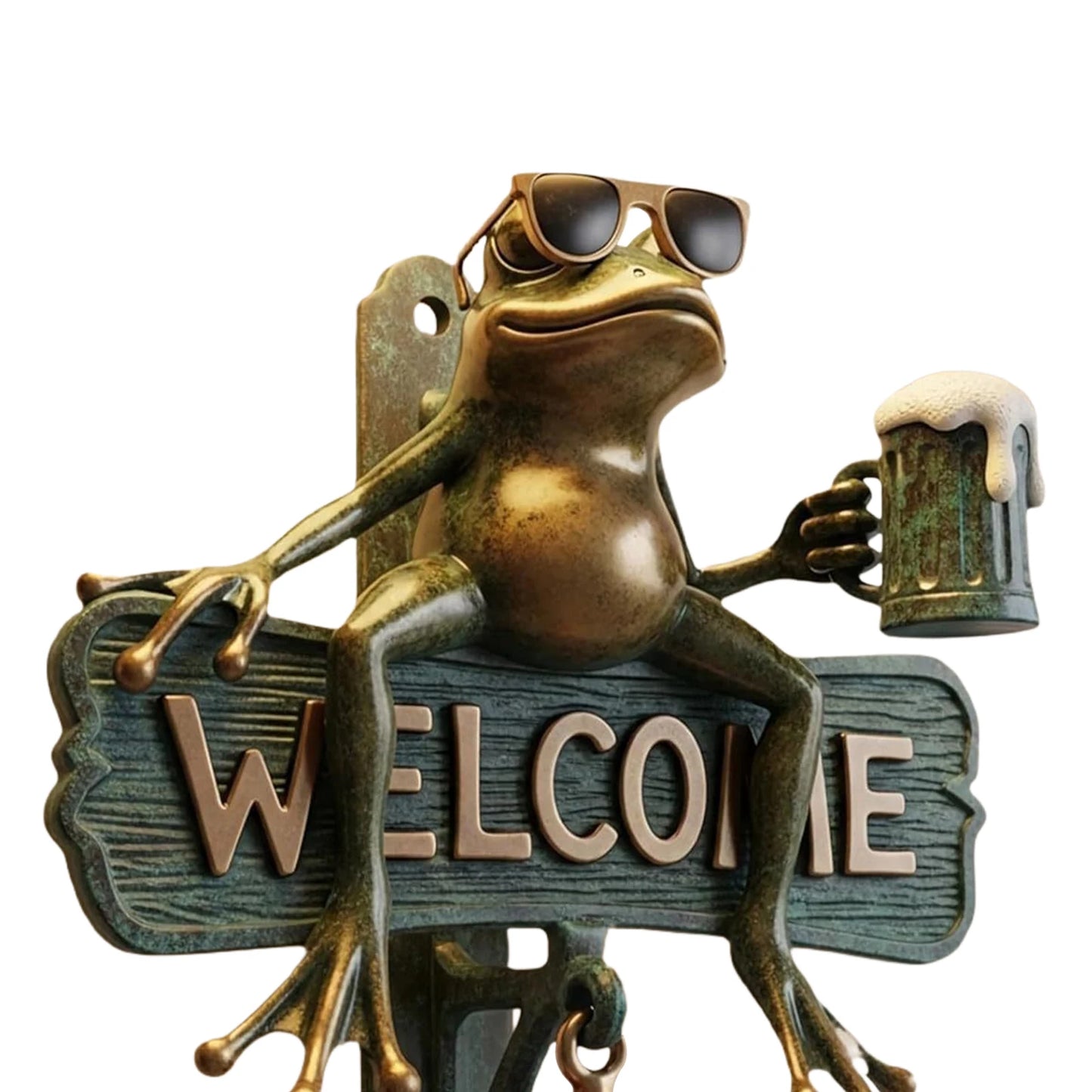 Chill Frog Welcome Doorbell Resin Beer Drinking Frog Sunglasses Outdoor