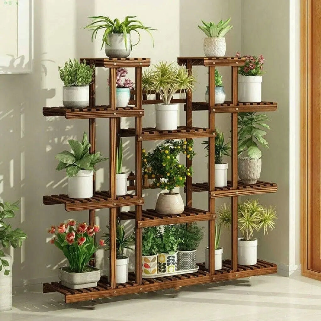 Wisfor Wooden Plant Shelf Multi Tier Stand For Indoor Outdoor