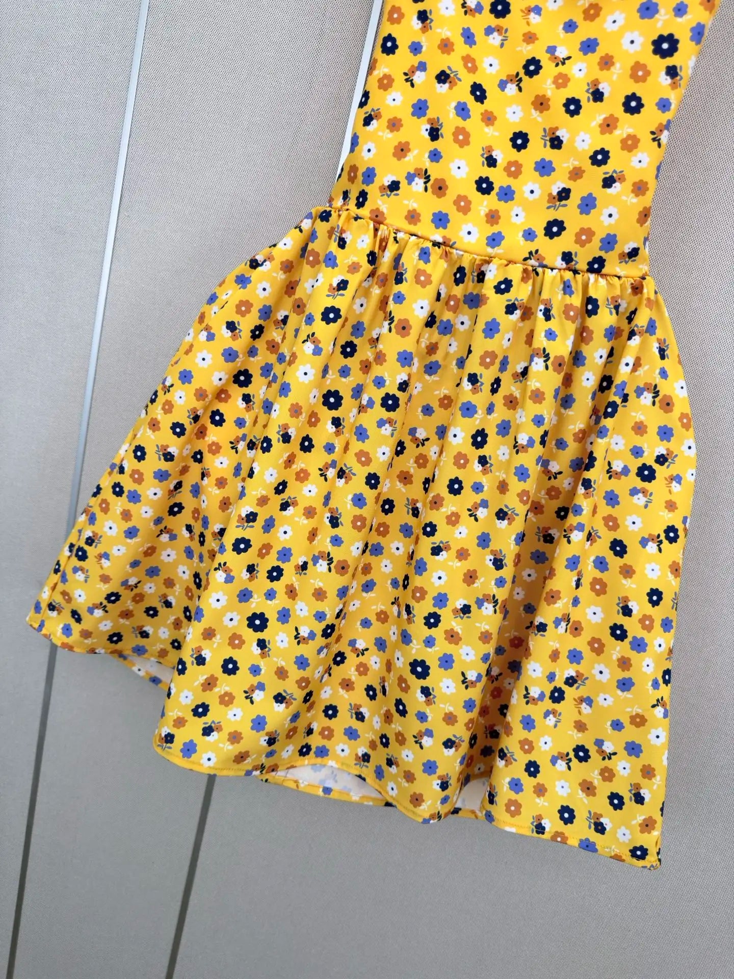 Women's Suspender Printed Pleated Backless Dress For Summer