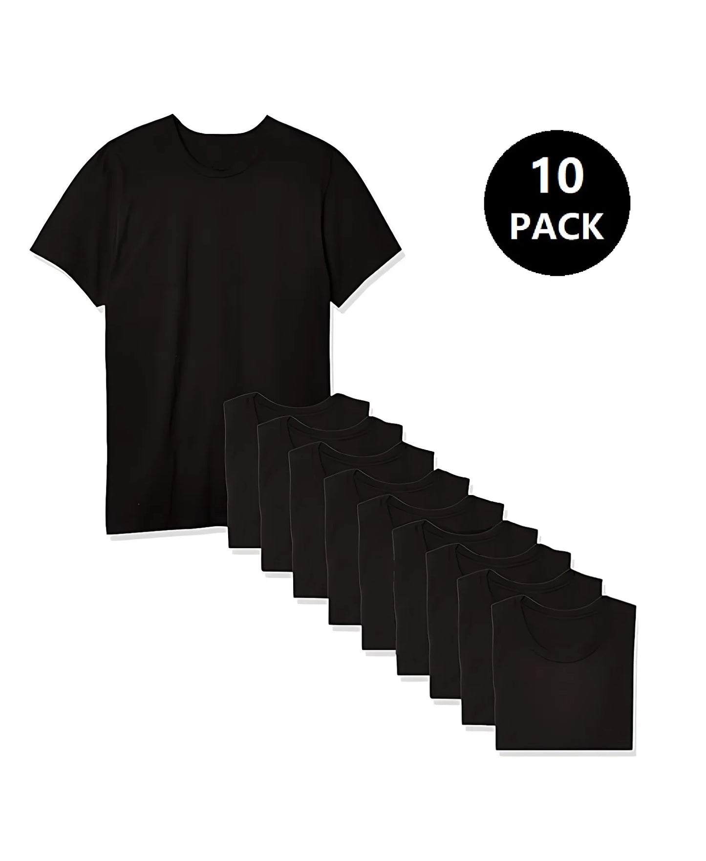 Men's Classic Crew Neck T Shirts Cotton Blend Short Sleeve 10 Pack