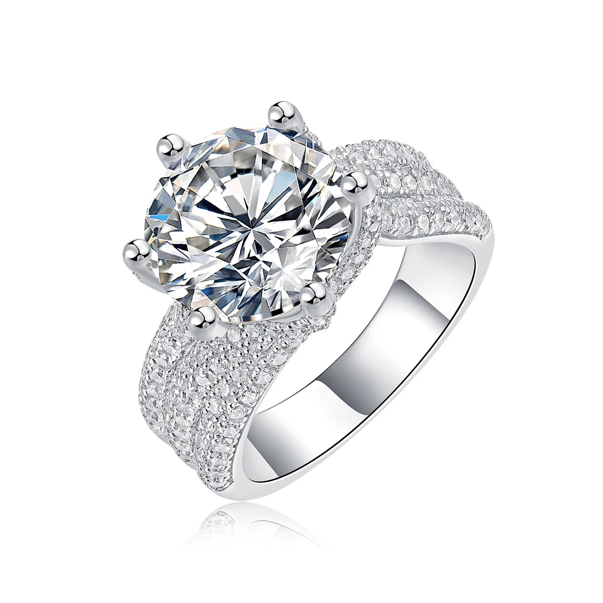 925 Sterling Silver Moissanite Engagement Ring With Claw Setting