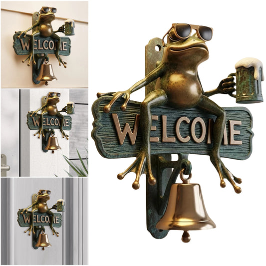 Chill Frog Welcome Doorbell Resin Beer Drinking Frog Sunglasses Outdoor