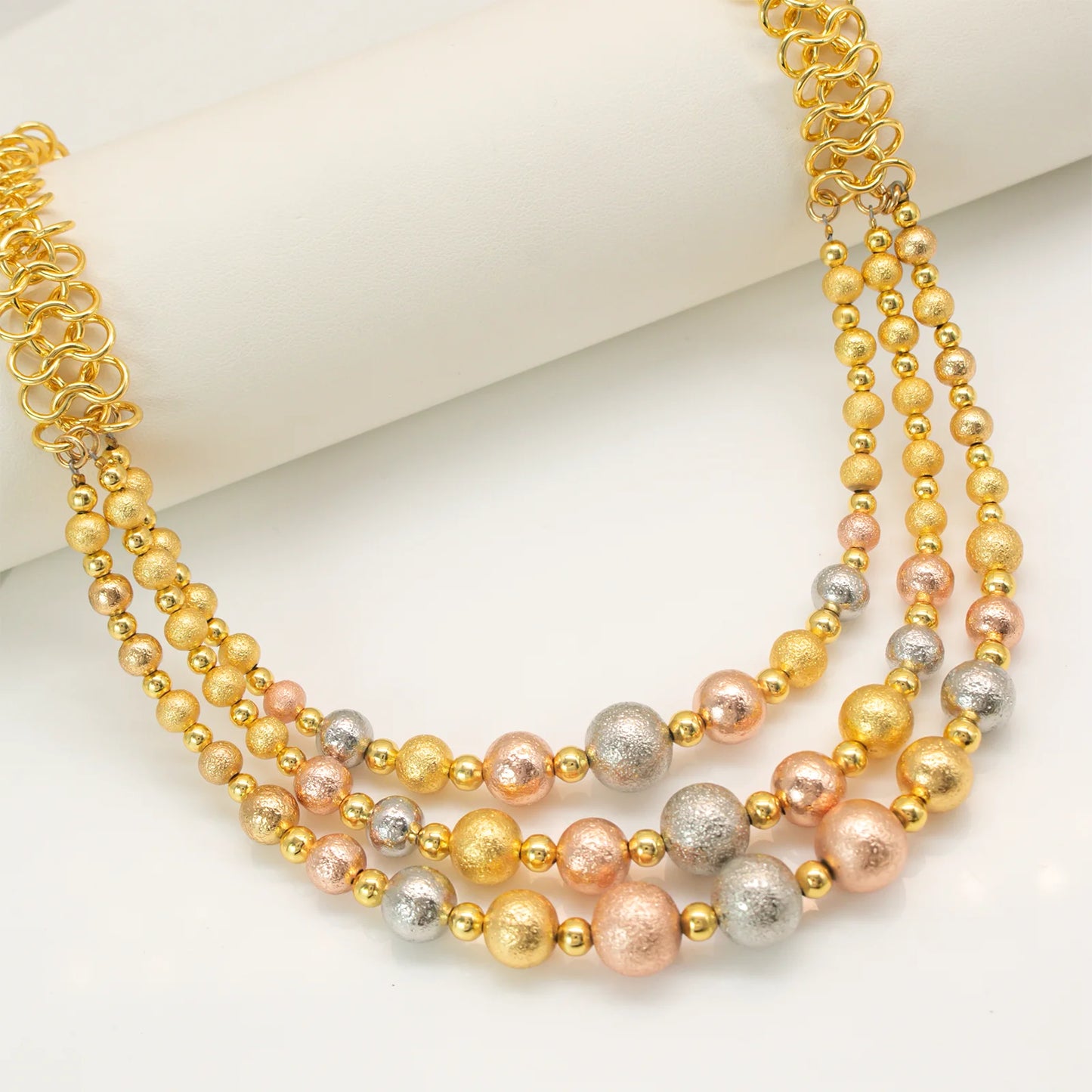 GZJPEI Four Piece Multi Layer Three Tone Beads Jewelry Set