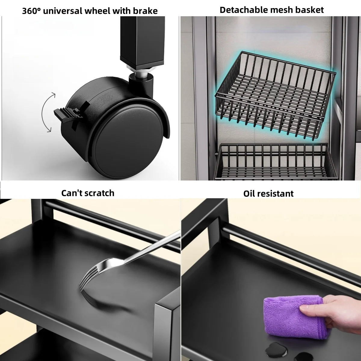 Removable Cabinet Storage Rack 4-Tier Metal Kitchen Organizer