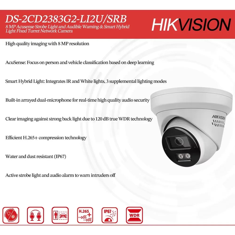 Hikvision DS-2CD2383G2-LI2U 8MP 4K IP Camera Acusense