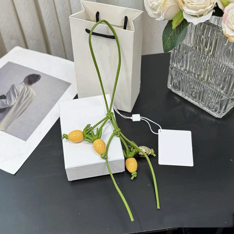 New Weaving Mushroom Ornaments Leather Bag Charm Keychain Bags Pendant Decoration High Luxury Girl Gift Bag Accessories