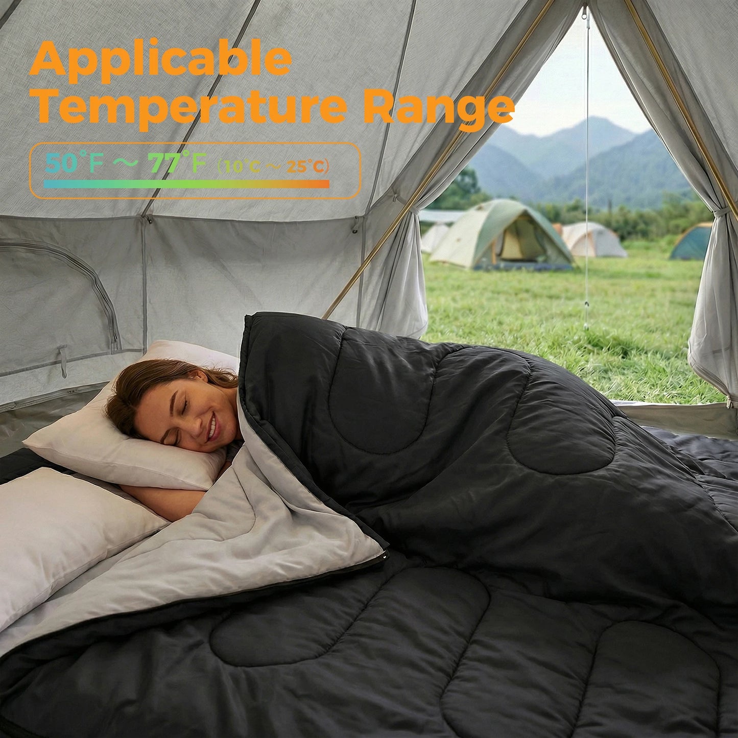 JHK Double Sleeping Bag With Pillow Lightweight 3 Season
