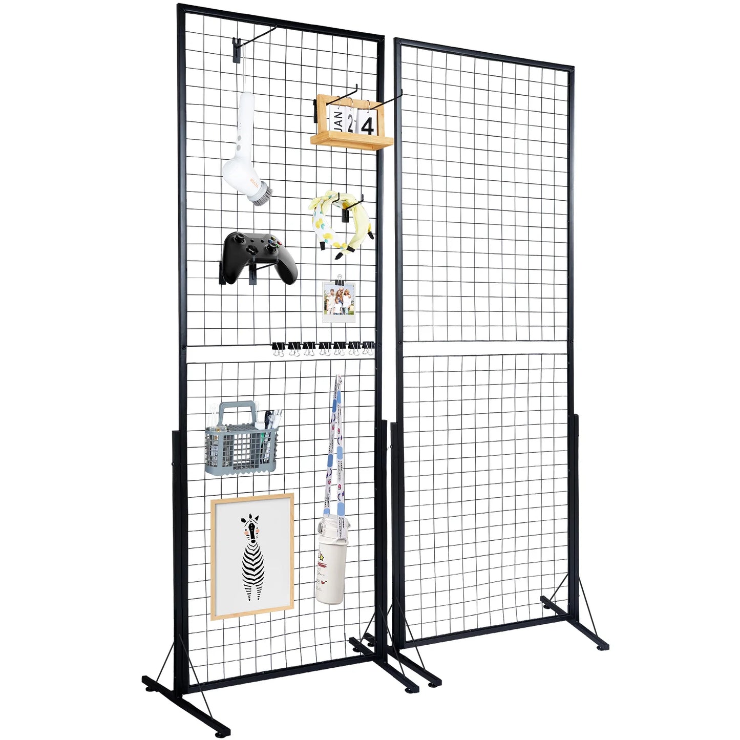SucceBuy Grid Wall Panels Display Rack With Hooks Art Shows