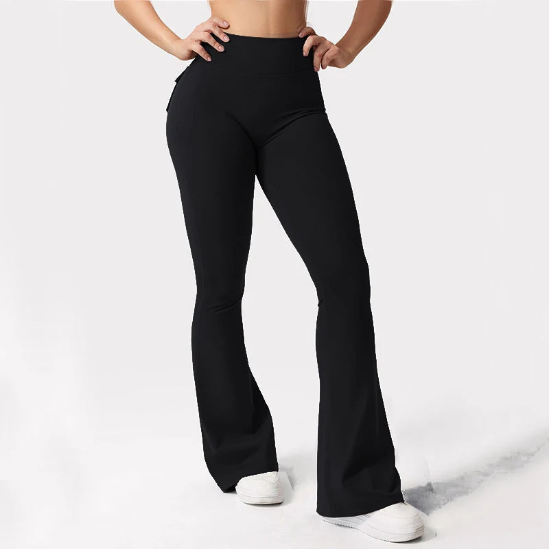 Summer Womens Cargo Pocket Fitness Tights High Waisted Yoga Pants