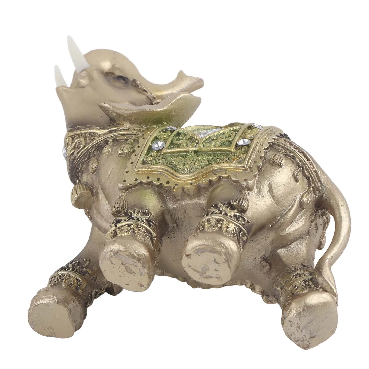 Feng Shui Green Elephant Statue Wealth Figurine Home Decoration