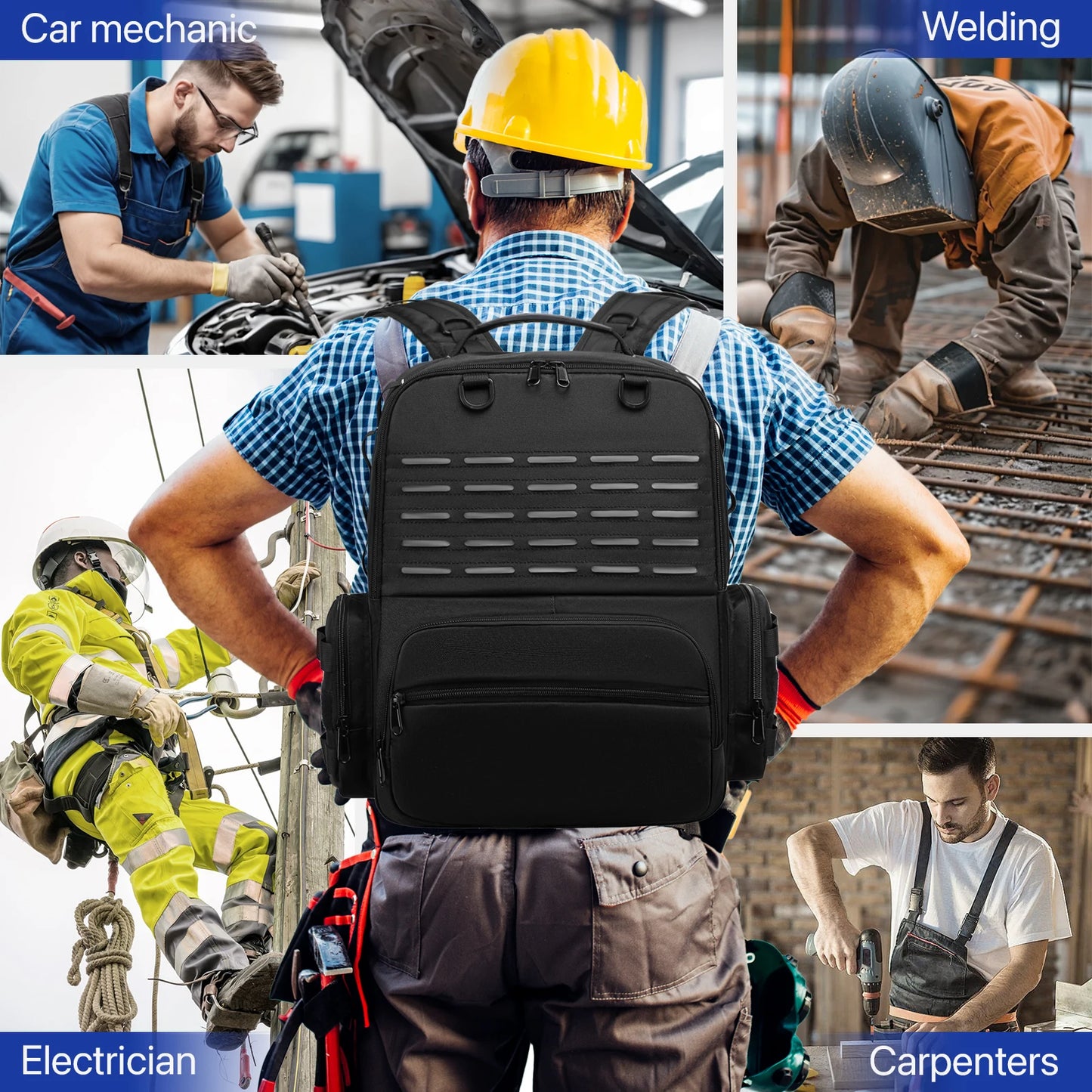 YH GSCN Heavy Duty Tool Backpack Organizer For Electrician Plumber