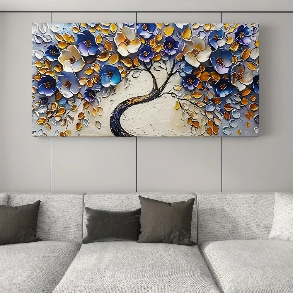 Abstract Floral Tree Canvas Art In Boho Style Texture