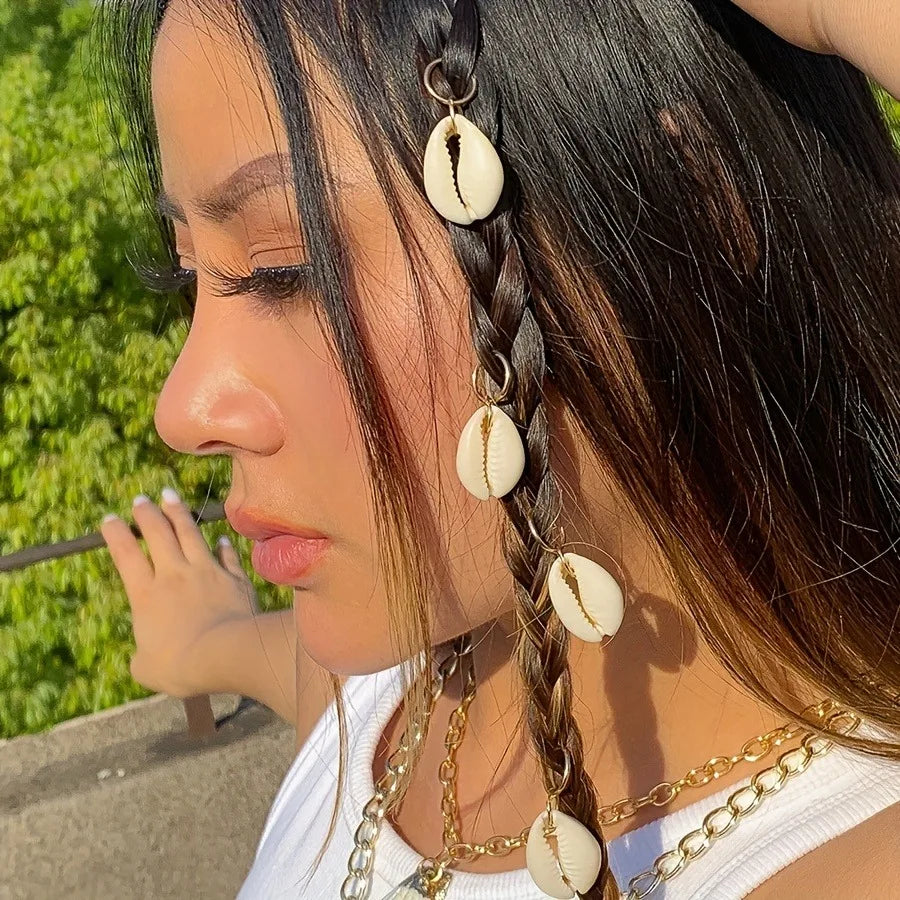 Sea Shell Braided Hair Rings Dreadlock Clips For Stylish Locs Hair Accessories