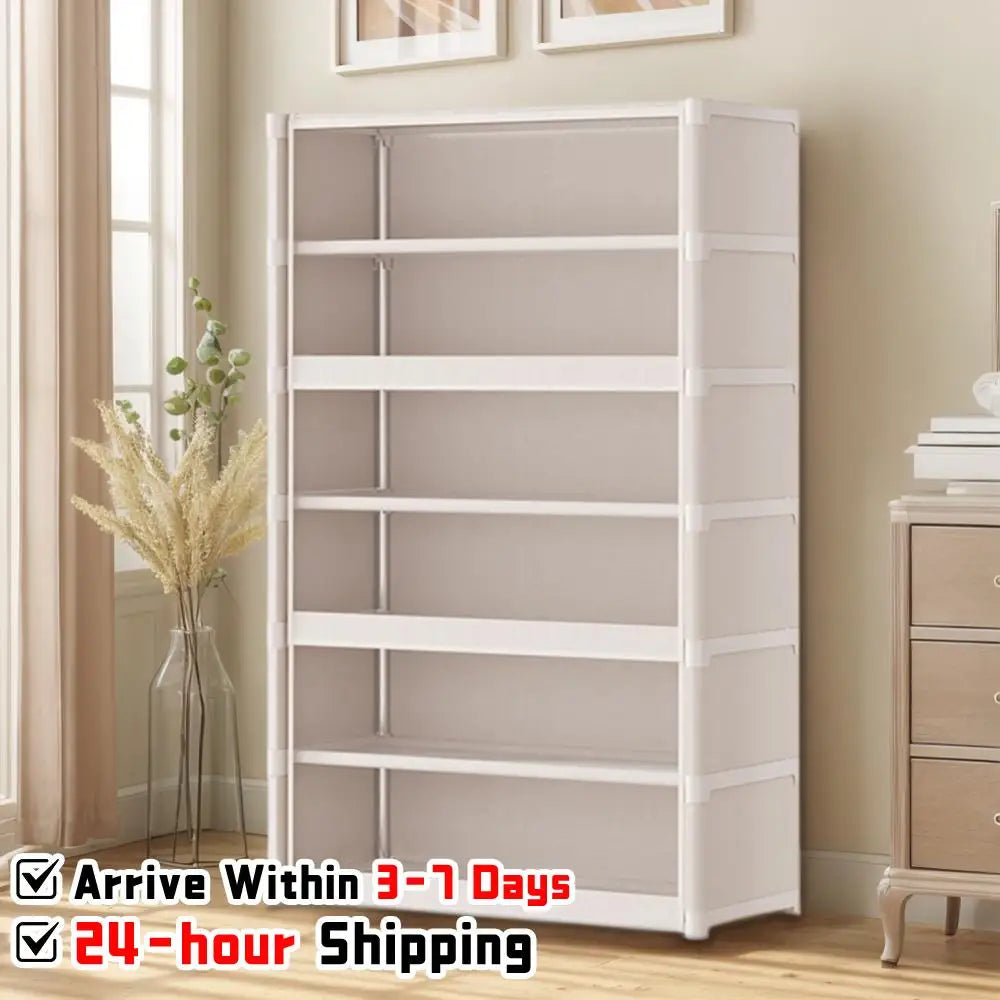 7 Tier Free Standing Shoe Storage Cabinet With Flip Doors