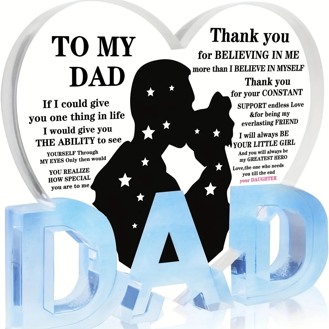 Acrylic Heart Plaque Gift For Dad From Daughter Thank You Gift