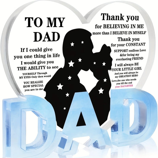 Acrylic Heart Plaque Gift For Dad From Daughter Thank You Gift