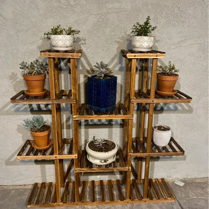 Wisfor Wooden Plant Shelf Multi Tier Stand For Indoor Outdoor
