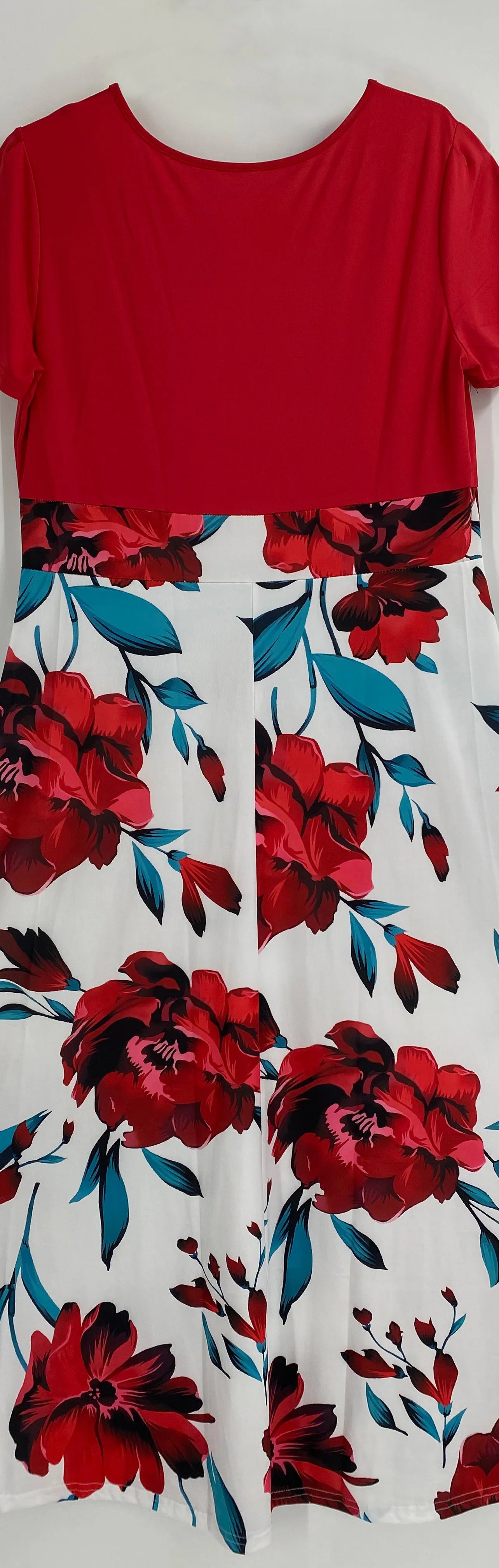 Plus Size Women's Dress Flower Print Round Neck Long Sleeve Elegant Dress