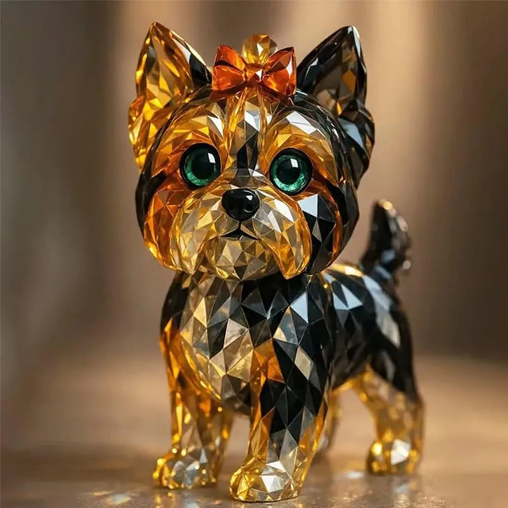 Shunmaii Resin Crystal Cat and Dog Figurines